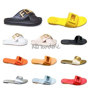 Flat Sandals Leather Slides Wide Band Featuring Wide Crossover in Mink Sheepskin Canvas highlighted by Golden Metal Baguette Motif on Silver Denim