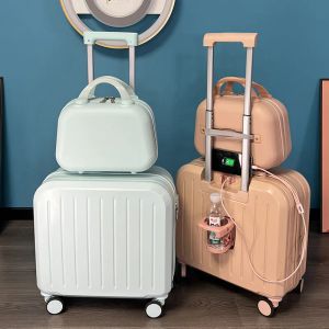 Suitcases 18/20 Inch Suitcase Boarding Multifunctional Travel Suitcase Student Password Trolley Case Rolling Luggage Bag with Cup holder