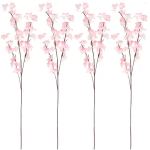 Decorative Flowers 4 Pcs Artificial Flower Lifelike Cherry Blossom Po Prop Fake Ornament Faux For Vase