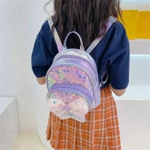 Bags Boys And Girls Childrens Backpack Colorful Sequin Cute Cartoon Bowknot Fish Zipper Mini Backpacks Small PU Leather Schoolbags