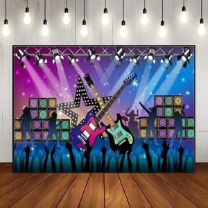 Disco tema festdans vuxna Grattis på födelsedagen PO BACKDROP VÄGG BAKGRUND POGRAFI Dekoration Nattklubb Neon Musikbanner 240407