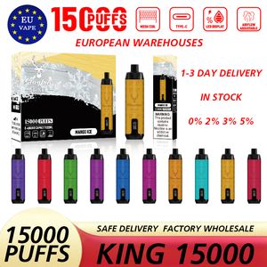 Fash Nakliye Stag Bar King 15000 Puff 15k E Sigara Mesh Bobin Randm 20000 Tek Kullanımlık Vape Kalem Şarj Edilebilir Cihaz Buharlaştırıcı Led Ekran Taç çubuğu Al Fakher