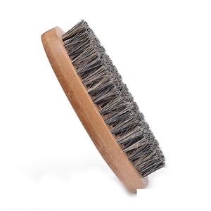 Diğer temizlik organizasyonu doğal domuz saçı kıl sakal bıyık fırça tıraş tarağı erkekler yüz mas yuvarlak ahşap tutamak el yapımı br dhzf4