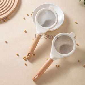 Steel Flour Baking Kitchen Stainless Colanders Fine Leakage Mesh Powdered Sugar Sieve Wooden Handle Juice Soymilk Slag Filter Th0653