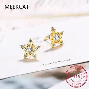 Stud Earrings 925 Sterling Silver Earring Fashion Star Twinkling CZ Brincos De Prata For Women Wedding Mother's Day Gift DA3135