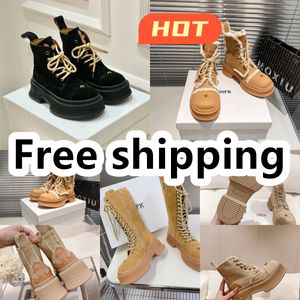 2024 Boots Boots Trendy Women Booties Boot Boot باطن فاخر للسيدات كعب سميك الحجم 35-40 المشي لمسافات طويلة Desert Smfk Gai