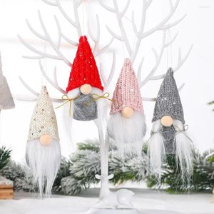 Weihnachtsdekorationen Dekorative Produkte Strickpailletten Spitzhut Gesichtlosen Puppen Anhänger kreativer älterer kleiner Kleiderbügel