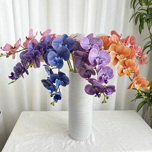 Dekorativa blommor 3D -tryckt konstgjorda phalaenopsis blommor grenar bröllopsdekor hem vardagsrum blommig dekoration plastsimulering