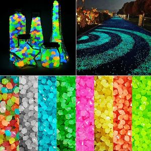 Aquariums Outdoor Luminous Stones Glow In Dark Garden Pebbles Fish Tank Decoration Pebble Rocks Aquarium Mix Color Gardening 100/200pcs