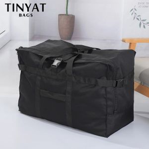 Bags TINYAT Folding Men Luggage Travel Bag Large Capacity Tote Bags For Women Male Weekend Protable Duffle Bag Black Man Handbag