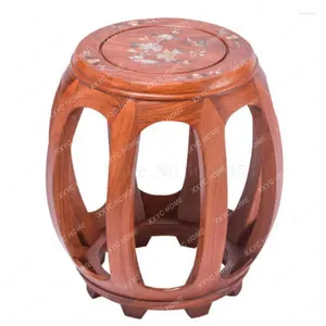 Poduszka bęben stołek chiński lite drewno okrągły drzewo różane rzeźbione zabytkowe stolik kawowy guzheng