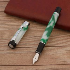 Pennor Luxury Jinhao 100 Fountain Pen Acrylic Jade Chinese Cabbage Silver Spin Bend Nib Stationery Office School Supplies Writing New