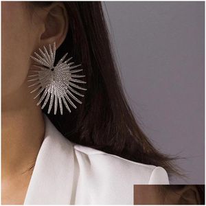 Stud Earrings Retro Temperament Heart-Shaped For Women Personality Simple Fan Exaggerated Tassel Geometric Korean Drop Delivery Jewelr Dhbzu