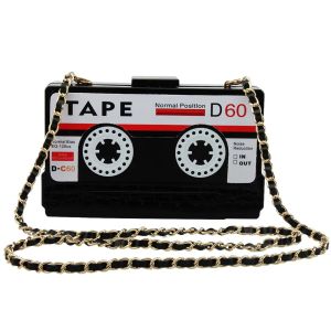 Bags vintage tape women bag Acrylic Box Chains fashion Shoulder Bags MINI bag purse Strange evening clutch bags EuroAmerica style