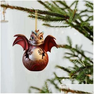Decorazioni natalizie ci pendanti alberi drago ornamenta torchia realistica decorazione finestra di decorazioni di uova acriliche accessori per decorazioni uova