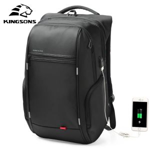 Bags Kingsons Water of Washof Männer Frauen Rucksack USB -Ladung männlicher weiblicher Schule Rucksäcke Antitheft Laptop Rucksack 15,6,17,3 Zoll 2023