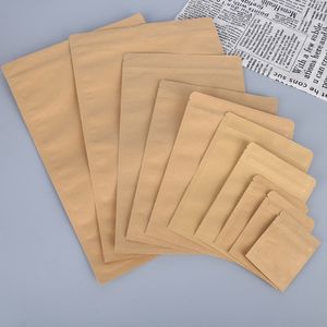 3 SIDE Tätning Metalliserad Kraft Paper Recloserbara förpackningspåsar Aluminiumfoliefodrad platt värmeförseglingsbara matförpackningar Lukt Proof Mylar Bag