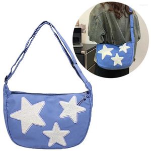 Bolsas de ombro Mulheres Canvas Messenger Bag Versátil Star Strap Ajusta Pentagrama Satchel Zipper Tote Student Book