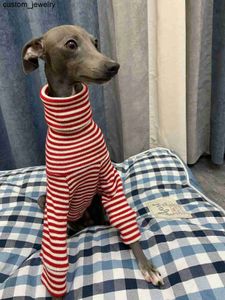 Dog Apparel Italian Greyhound Red Striped Sweater Whippet Turtleneck Coat Stretch Warm Pet Clothing 231130