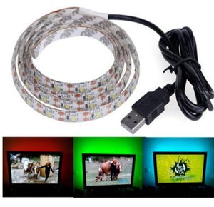 DC 5V USB LED -flexibel strip Light Lamp 100cm 1M SMD 2835 60LEDSM RIBBON TAPE för LCD -TV Bakgrundsbelysning Dekoration Rope Whit2757982