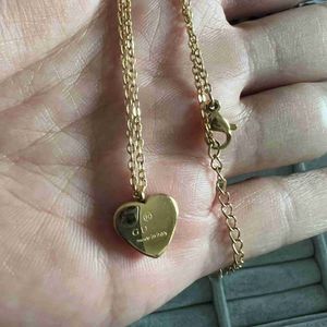 High polished girls original branded heart G solid love pendant necklace 316L Stainless Steel 18k Gold silver rose women letter engrave wedding party jewelry