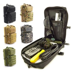 Förpackar Tactical Molle Pouch Shoulder Bag Military Sling Bag Sport Handväska Crossbody Pack EDC Pouch Phone Case Travel Camping Hunting