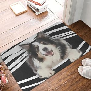 Tappetino da bagno tappetino per la doccia per la casa bordo del bordo collies piede divertente cane retrò dry secco non slittamento tappeto da bagno fai -da -te personalizzato