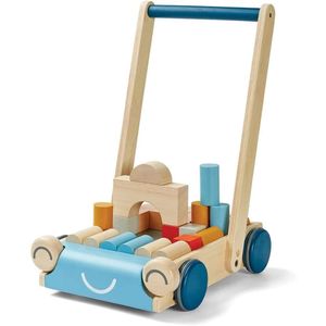 PlanToys Baby Walker Orchard Series - Eco-Friendly Wooden Push Toy for Toddlers with Adjustable Handlebar and Rubber Wheels