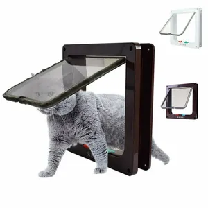 Cat Carriers Pet Dog Door 4 Way Flap Plastic Gate For Puppy Dogs Small Kit Doors