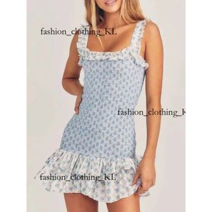 Lässige Kleider Designerinspirierte Rosebud -Print Smocked Mieder sexy Frauen Party Kleid LoveShackfancy Summer Layered Sweet Louiseviutionbag Ladies 703