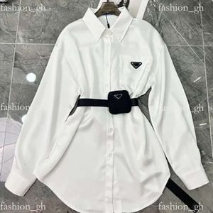 Prades klänning Sashes Blus för kvinnors designers Triangel Letter Shirts Tops Quality Chiffon Women's Bluses Sexig kappa med midja Bag Party Clothes 768