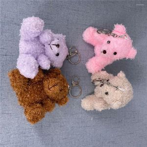 Keychains 4Colors Fluffy Bear Key Ring Pendant Chain Toy