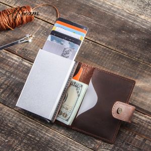 Holders Hiram 2021 Wallet Men Money Mini Bag Male Aluminium Rfid Blocking Credit Card Holder Wallet Small Leather Coin Pocket Purse