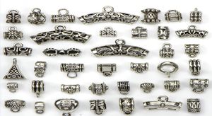 Pärla mix 40 stilar antik silverpläterad legering stora hål charms rör distanspärlor passar armband diy halsband hängen charms pärla6674518