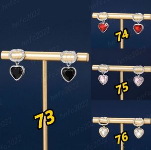 Retro Design Love Pendant Double Letter Diamond Earrings Peach Heart Simple S925 Silver Needle Earrings Wedding Birthday Jewelry Accessories With Original Box