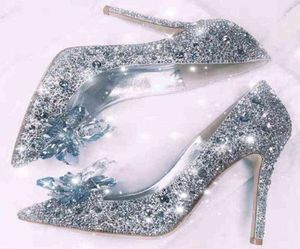 2021 Nyaste skor Rhinestone High Heels Kvinnor Pumpar Pekade Toe Woman Crystal Party Wedding Shoes 5CM7CM9CM W2203074845007