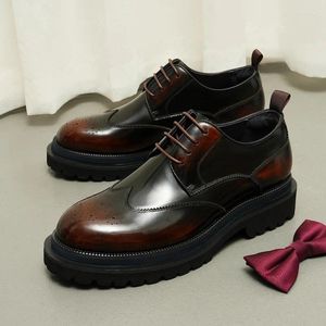 Scarpe eleganti in pelle italiana in pelle maschile brogue di qualità di lusso marca spessa unica autentica elegante uomo sociale