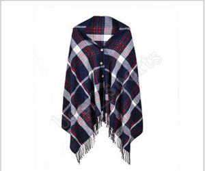 8 Colors Women Plaid Scarves Grid Tassel Wrap Oversized Check Shawl Winter 180cm Neckerchief Lattice Button Scarf ZZA1322 10pcs7422832