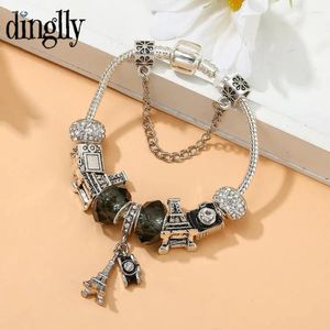 Charm Armbänder Dinglly Tower Kamera für Frauen Männer DIY Kristallperlen Silber Farb Bangle Travel Memorial Schmuck Schmuck