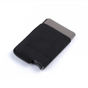 Titulares Yuecimie Aluminium RFID Carteira com Pocket Bank Banco de bolso traseiro Caixa de crédito Mini Slim Automatic Pop -up Titulares unissex