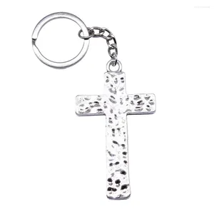 Keychains 1pcs Cross Keyring Car Pendant Jewelry Tools Diy Ring Size 28mm