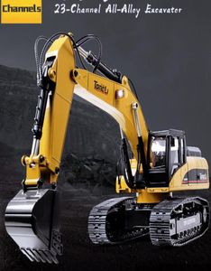 2020 Nya kanaler RC Excavator All Alloy Model Allround Driving Sound Lightsimulated Smoke Metal Screw Drive Kid Birthday 5161192