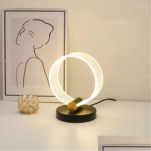 Lâmpadas de mesa Lâmpada LED nórdica 3 Cores Touch Touch interruptor Luz de decoração caseira da sala de estar de cabeceira da sala de estar de mesa acrílica entrega dhufi