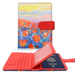 Holders HighQuality Flower Passport Cover PU Leather Man Women Travel Passport Holder With Credit Card Holder Wallet Protector Cover