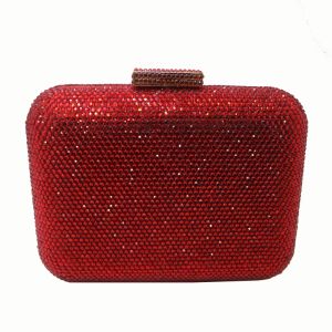 Bags Royal Nightingales Hard Box Clutch Crystals Abendbeutel und Handtaschen mit Ketten rot silber schwarz lila gold royalblau