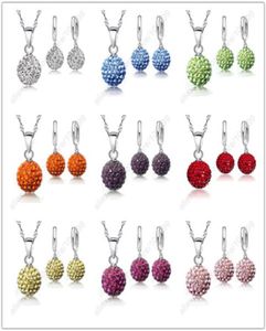 Nya smyckesuppsättningar 925 Sterling Silver Pendant Österrikisk Crystal Pave Disco Ball Spake Back Earring Pendant Halsband Woman3572741