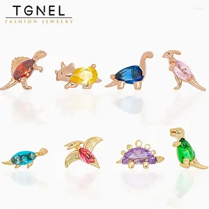 Stud Earrings Animal For Women Girls Small Dinosaur Zircon 18K Gold Color Preserving Jewelry Accessories Wholesale