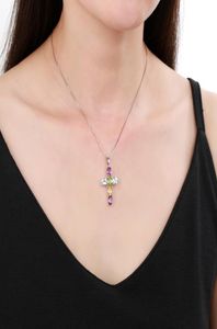 Gem's Ballet 925 Sterling Silver Necklace for Women Natural Amethyst Topaz Colorful Gemstone Pendant Jewelry 20217991828