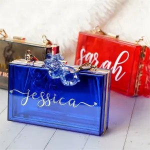 Fall personlig akrylkoppling handväska brudtärnor gåvor anpassade namn gåva för kvinnor bröllopsfest hembiträde gåvor kosmetisk väska