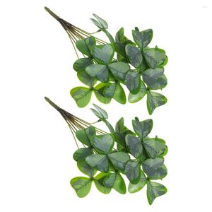 装飾的な花2束の花のシャムロックは偽の茎のポット人工シミュレーション装飾品シルク植物シミュレーショングリーン